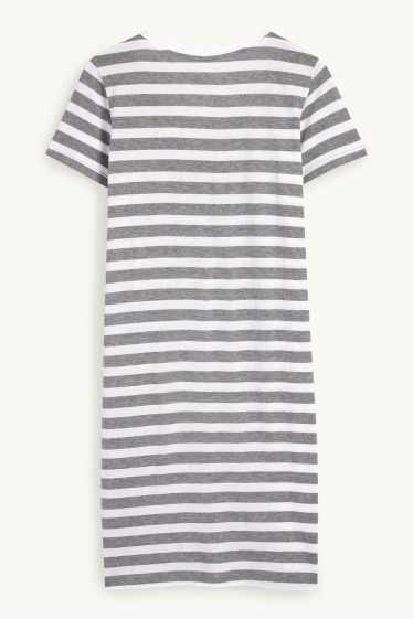 Damen - Nachthemd - Micky Maus - gestreift - grau