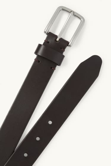 Uomo - Cintura di pelle - marrone scuro