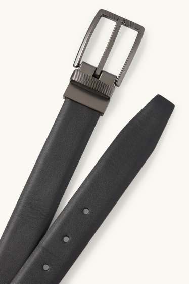 Bărbați - Curea reversibilă - imitație de piele - albastru închis