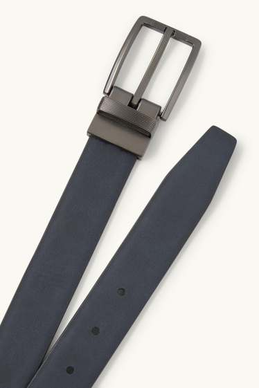 Bărbați - Curea reversibilă - imitație de piele - albastru închis