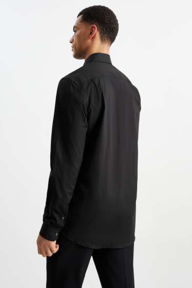 Hommes - Chemise de bureau - regular fit - manches ultra-longues - facile à repasser - noir