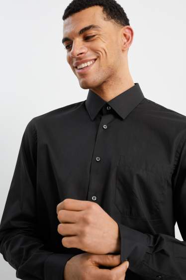 Hommes - Chemise de bureau - regular fit - manches ultra-longues - facile à repasser - noir