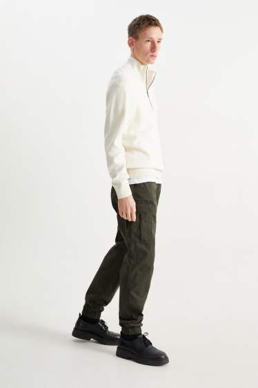 Hommes - Pantalon cargo - regular fit - LYCRA® - jean vert