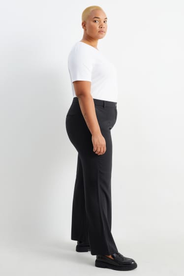 Femmes - Pantalon de toile - mid waist - straight fit - noir
