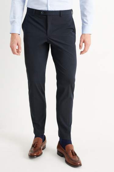 Hommes - Pantalon de costume - body fit - Flex - 4 Way Stretch - bleu foncé