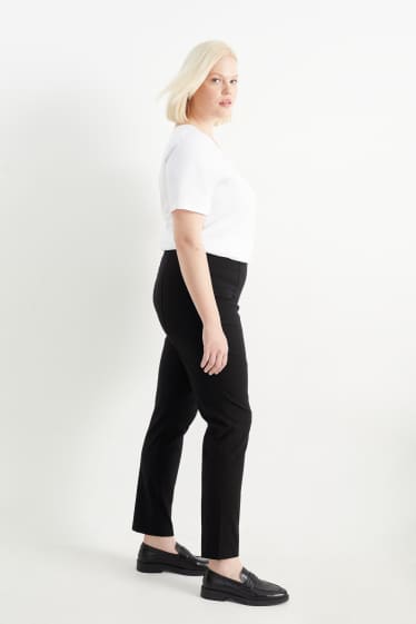 Women - Cloth trousers - high waist - LYCRA® - black