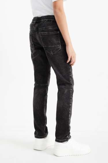 Děti - chlapci - Slim jeans - jog denim - tmavošedá