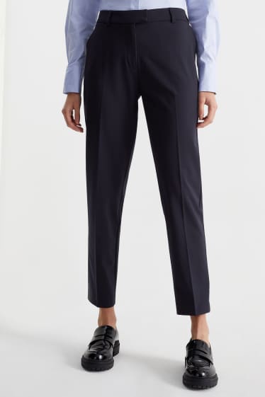 Dona - Pantalons formals - mid waist - slim fit - Mix & Match - blau fosc