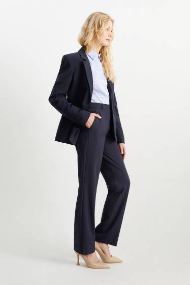 Femmes - Pantalon de bureau - mid-waist - coupe droite - Mix & Match - bleu foncé