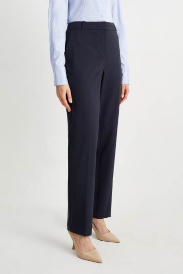 Femmes - Pantalon de bureau - mid-waist - coupe droite - Mix & Match - bleu foncé