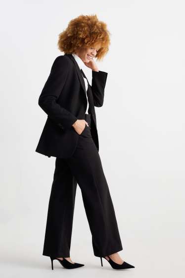 Women - Business trousers - high waist - wide leg - Mix & match - black