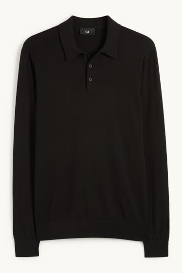 Uomo - Maglione in maglia fine - nero