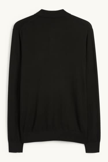 Uomo - Maglione in maglia fine - nero