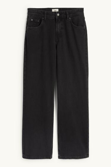 Dames - Baggy jeans - mid waist - jeansdonkergrijs