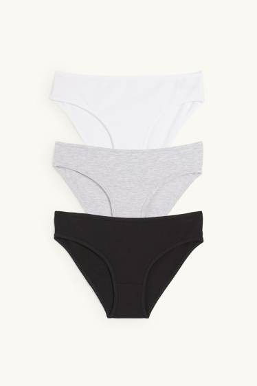 Enfants filles - Lot de 3 - culottes - noir