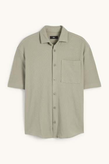 Herren - Hemd - Relaxed Fit - Kent - strukturiert - grün