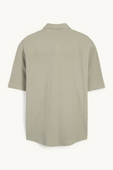Herren - Hemd - Relaxed Fit - Kent - strukturiert - grün