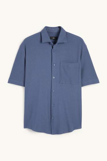 Herren - Hemd - Relaxed Fit - Kent - strukturiert - blau