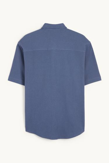 Herren - Hemd - Relaxed Fit - Kent - strukturiert - blau