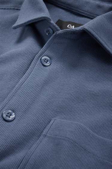 Herren - Hemd - Relaxed Fit - Kent - strukturiert - blau