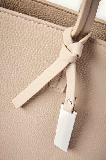 Damen - Shopper - Lederimitat - hellbeige