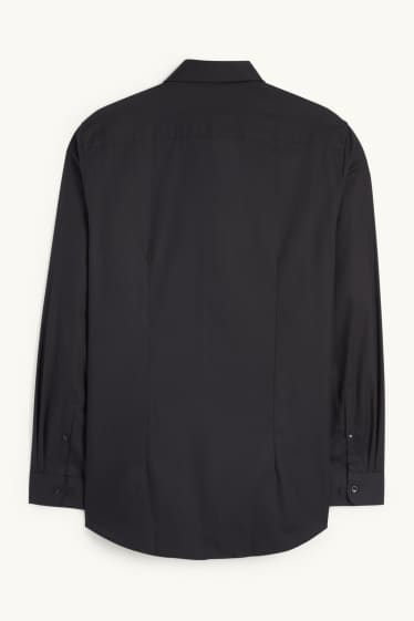 Hommes - Chemise de bureau - slim fit - col kent - facile à repasser - noir