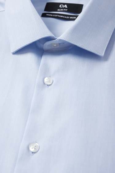 Men - Business shirt - slim fit - cutaway collar - easy-iron - light blue