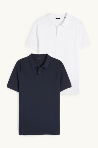 Hommes - Lot de 2 - polos - bleu foncé
