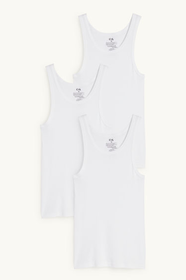 Bărbați - Multipack 3 buc. - maiou - reiat fin - fără cusături - alb