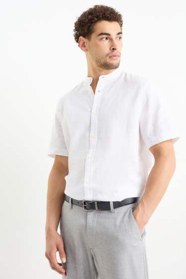 Bărbați - Curea reversibilă - imitație de piele - albastru închis