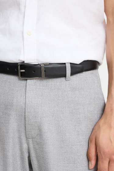 Bărbați - Curea reversibilă - imitație de piele - albastru închis