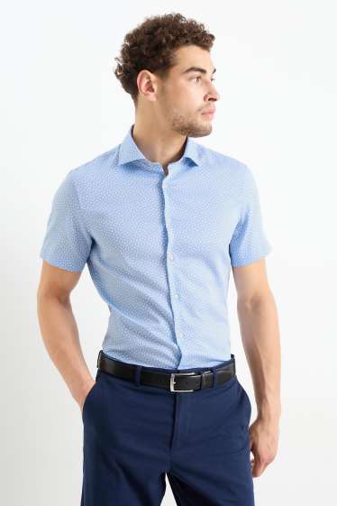 Bărbați - Cămașă office - slim fit - guler italian - ușor de călcat - cu model - albastru deschis