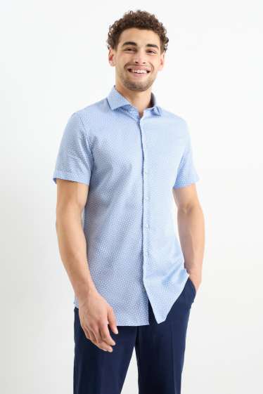 Bărbați - Cămașă office - slim fit - guler italian - ușor de călcat - cu model - albastru deschis