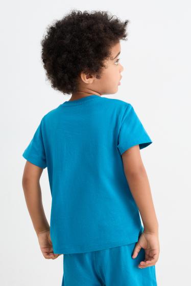 Children Boys - Vehicles - short sleeve T-shirt - shiny - blue