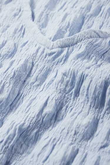 Donna - Top con scollo a V - tramato - azzurro