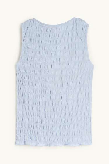 Donna - Top con scollo a V - tramato - azzurro