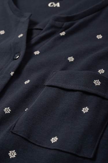 Femmes - Chemise de nuit - à fleurs - bleu foncé