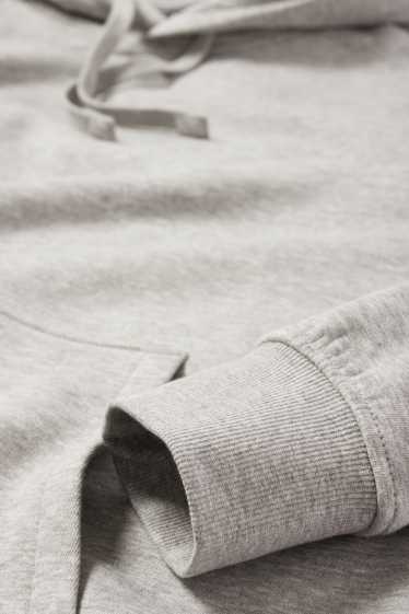 Pánské - Mikina s kapucí - šedá-žíhaná