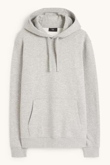 Pánské - Mikina s kapucí - šedá-žíhaná