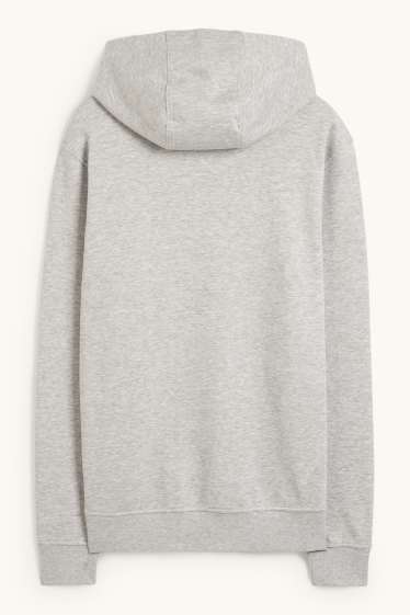 Pánské - Mikina s kapucí - šedá-žíhaná