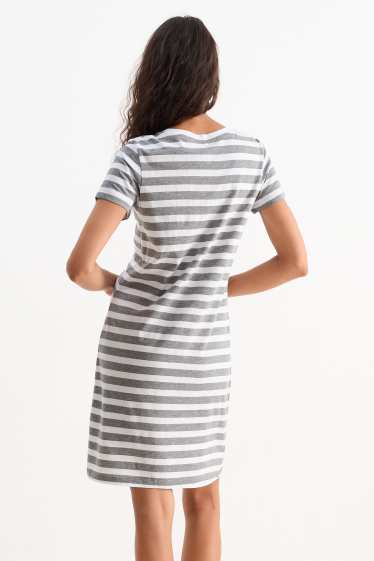 Damen - Nachthemd - Micky Maus - gestreift - grau