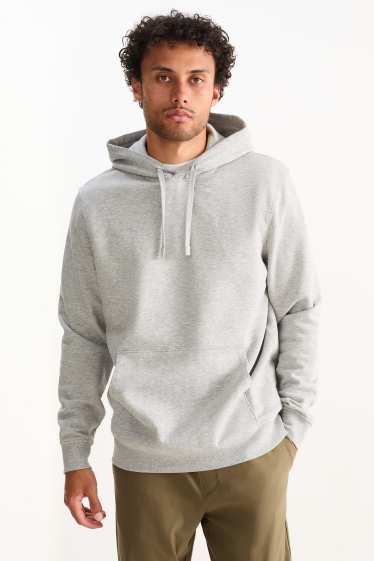 Pánské - Mikina s kapucí - šedá-žíhaná