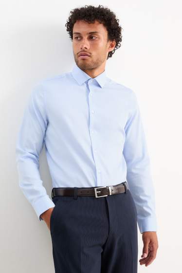 Men - Business shirt - slim fit - cutaway collar - easy-iron - light blue