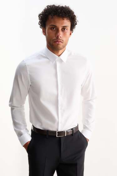 Uomo - Camicia business - slim fit - colletto alla francese - facile da stirare - bianco
