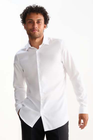 Uomo - Camicia business - slim fit - colletto alla francese - facile da stirare - bianco