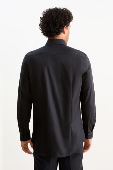 Hommes - Chemise de bureau - slim fit - col kent - facile à repasser - noir