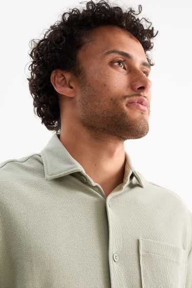 Herren - Hemd - Relaxed Fit - Kent - strukturiert - grün