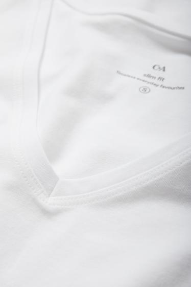 Donna - Confezione da 3 - t-shirt con scollo a V - slim fit - bianco