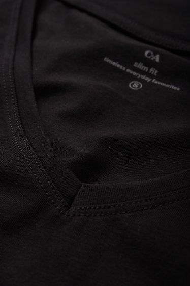 Femmes - Lot de 3 - T-shirts à col V - slim fit - noir