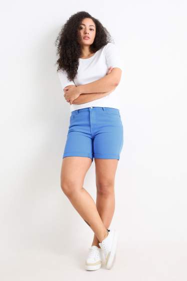 Dámské - Šortky - high waist - modrá